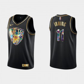 Camiseta Hombre Brooklyn Nets Kyrie Irving 11 Nike 2021-22 Negro Golden Edition 75th Anniversary Diamond Swingman